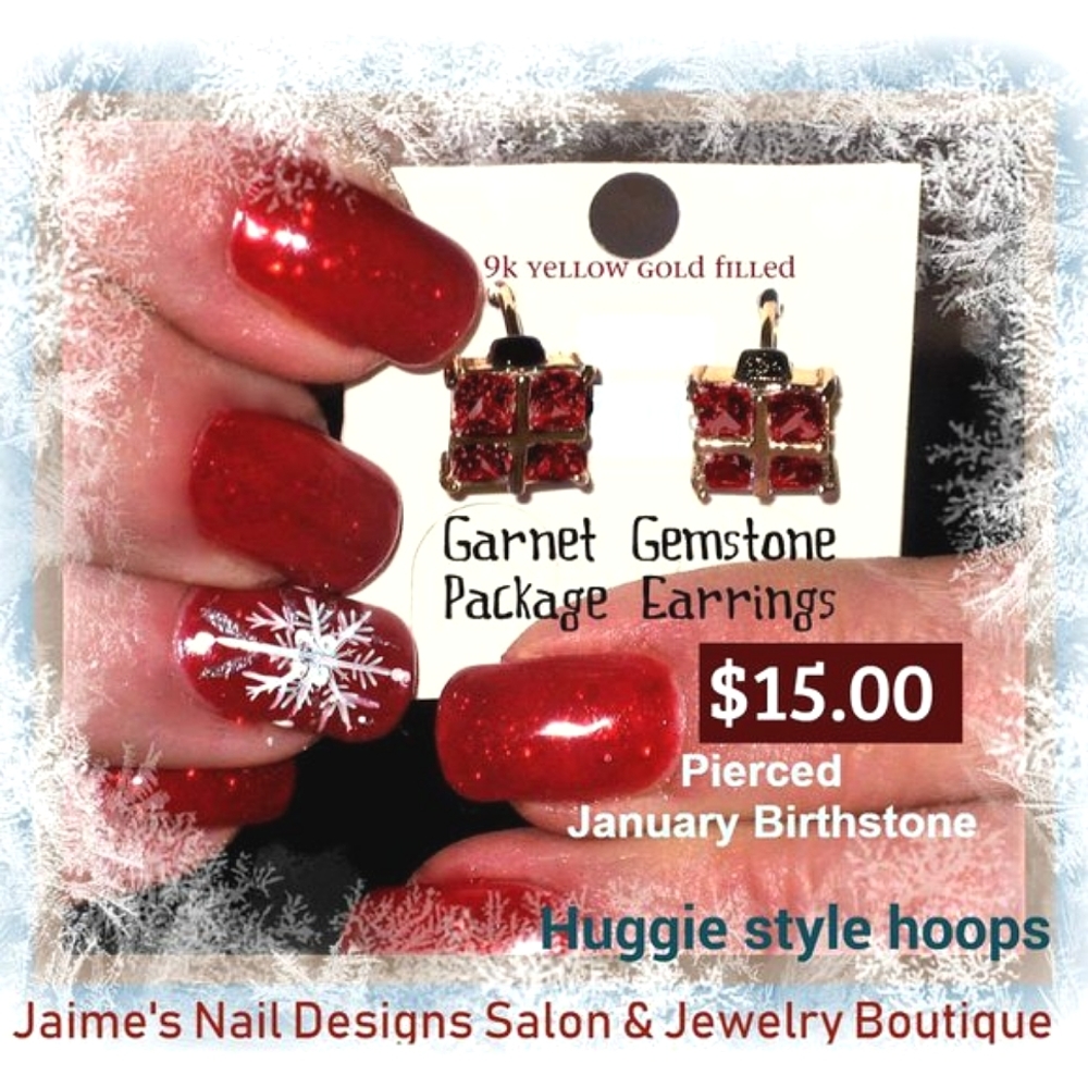 Garnet YGF Gift Package Pierced Huggies Earrings